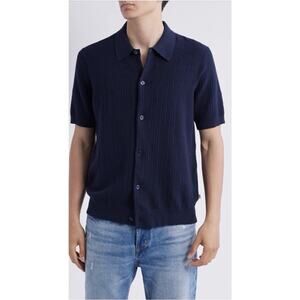 NN07 Nolan 6695 Organic Cotton Polo Cardigan Navy Blue Sz M NEW $245